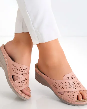 Papuci dama cu platforma Roz din Piele Ecologica Anya
