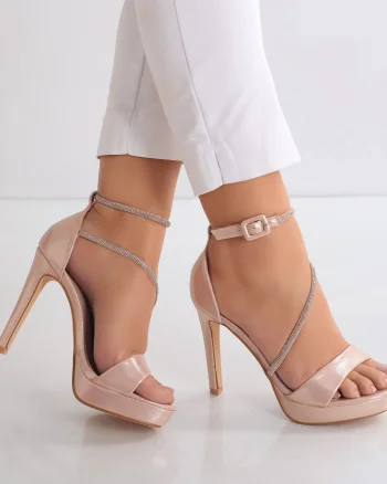Sandale dama cu toc Bronz din Piele Ecologica Juana