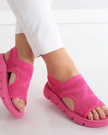 Sandale dama fara toc Fucsia din Textil Analis