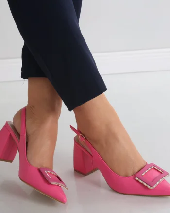 Pantofi dama cu toc Fucsia din Piele Ecologica Naja
