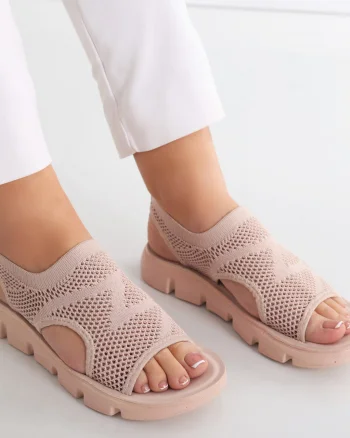 Sandale dama fara toc Roz din Textil Analis