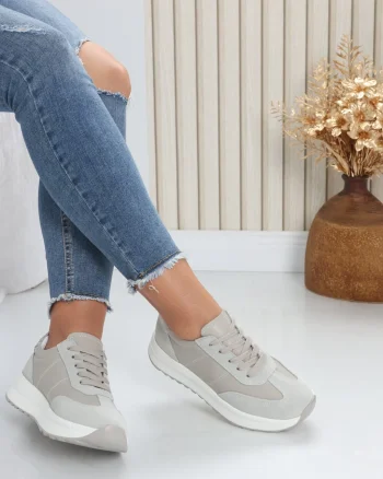 Pantofi dama casual Gri din Piele Naturala Bella