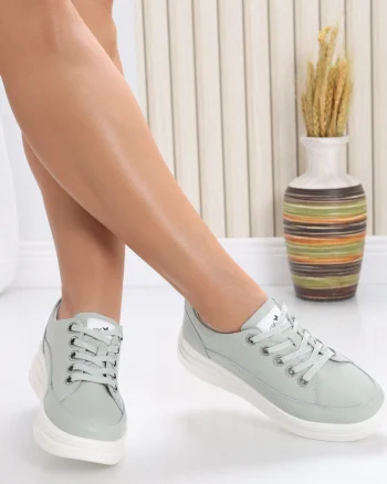 Pantofi dama casual Verde Menta din Piele Naturala Hory