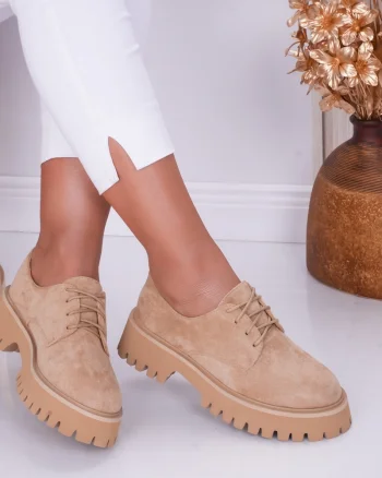 Pantofi dama casual Camel din Piele Ecologica Beny