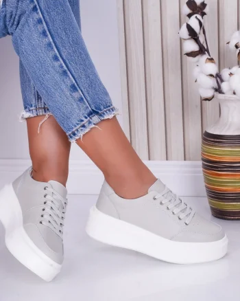Pantofi dama casual Gri din Piele Naturala Bria