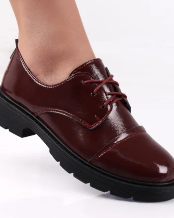 Pantofi dama casual Bordo din Piele Ecologica Lacuita Avama