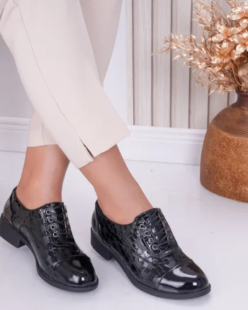 Pantofi dama casual Negri din Piele Ecologica Lacuita Naty