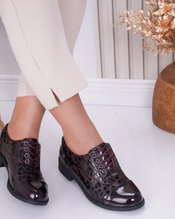 Pantofi dama casual Bordo din Piele Ecologica Lacuita Naty