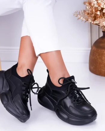 Sneakers dama Negri din Piele Ecologica Clove