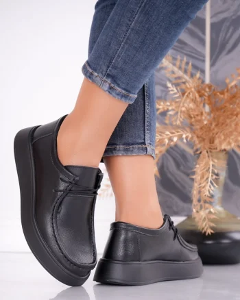 Pantofi dama casual Negri din Piele Naturala Sandy