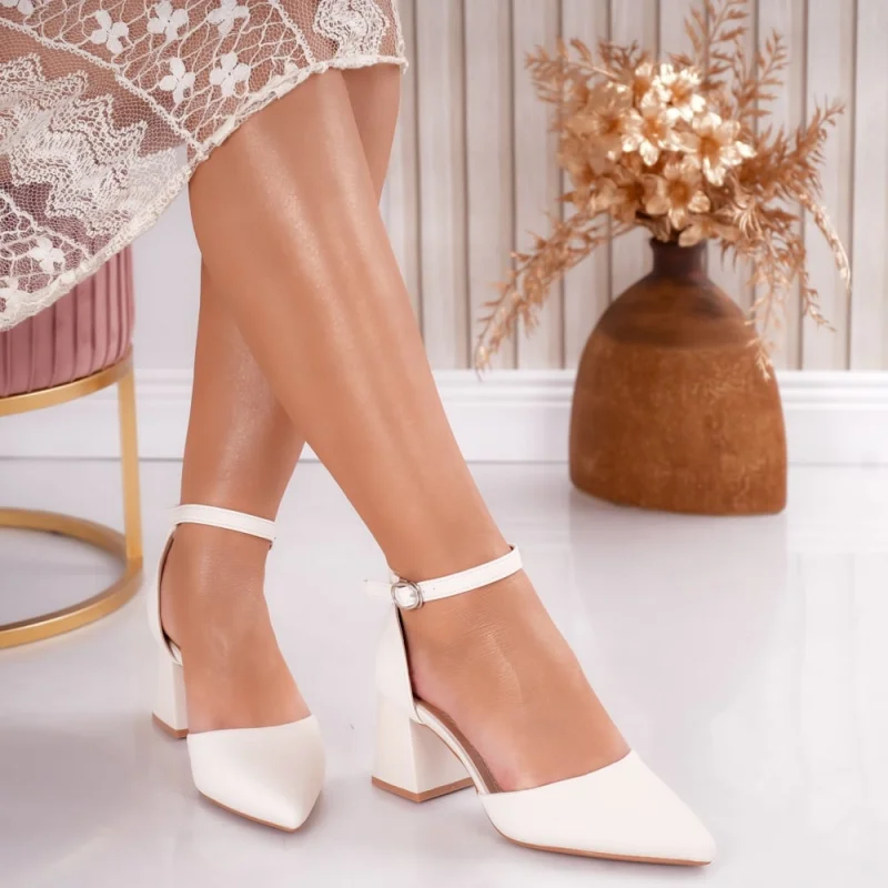 Pantofi dama cu toc Bej din Textil Desea