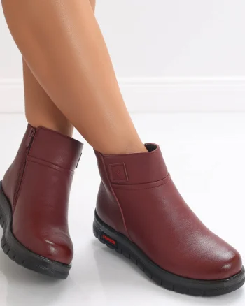 Ghete Dama Imblanite Bordo din Piele Ecologica Karida