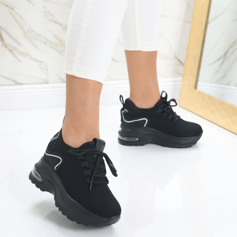 Sneakers dama cu Platforma Negri din Textil Tarina