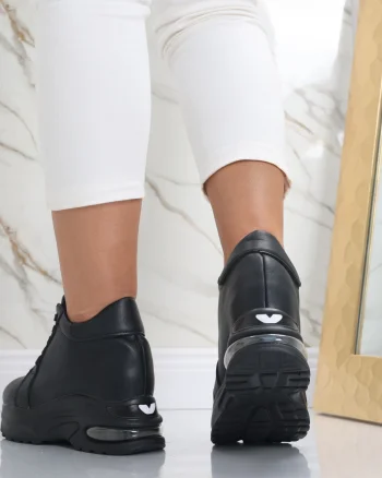 Sneakers dama cu Platforma Negri din Piele Ecologica Limana
