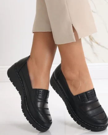 Pantofi dama casual Negri cu Maro din Piele Ecologica Keransa