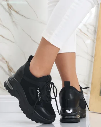 Sneakers dama cu Platforma Negri din Textil Sandina
