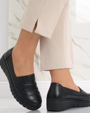 Pantofi dama casual Negri din Piele Ecologica Rasima