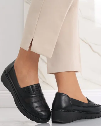Pantofi dama casual Negri cu Maro din Piele Ecologica Rasima