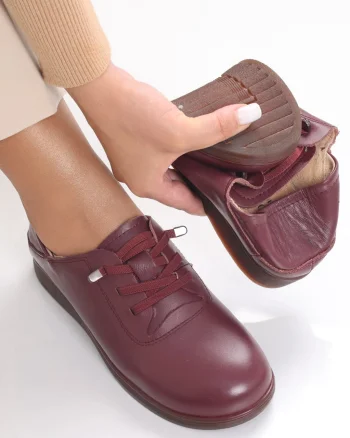 Pantofi dama casual Bordo din Piele Naturala Samiana