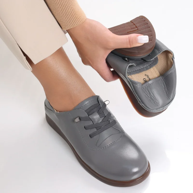Pantofi dama casual Gri din Piele Naturala Samiana