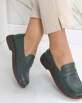 Pantofi dama casual Verzi din Piele Naturala Sendiana