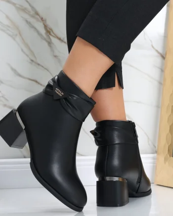 Botine Dama Imblanite Negre din Piele Ecologica Avinca