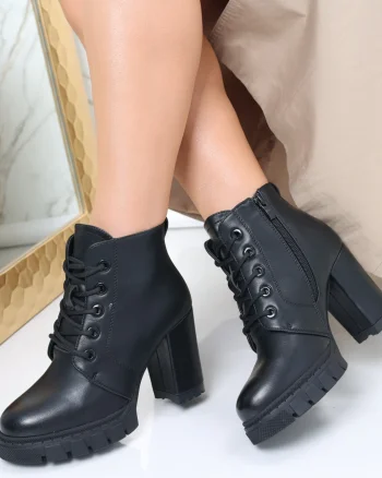 Botine Dama Imblanite Negre din Piele Ecologica Ayova