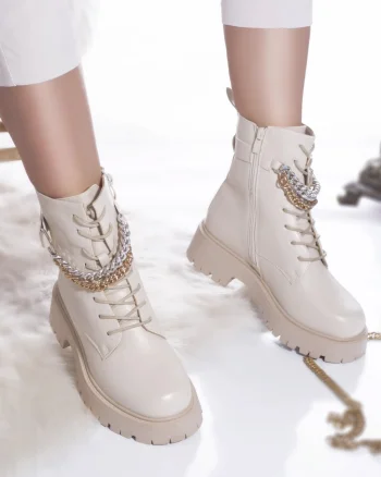 Ghete casual meryem piele ecologica captusita bej