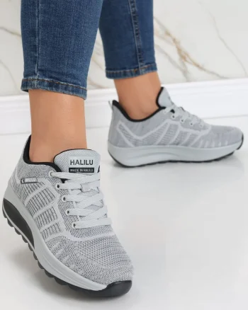 Pantofi dama sport gri deschis din textil Kiera