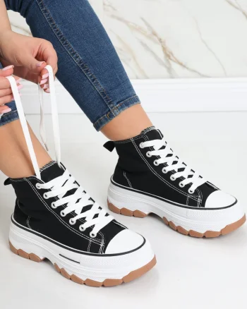 Sneakers dama negri din textil Faye