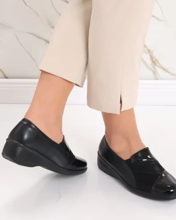 Pantofi dama casual negri din piele ecologica Jess