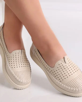 Pantofi dama casual Bej din Piele Ecologica Garena