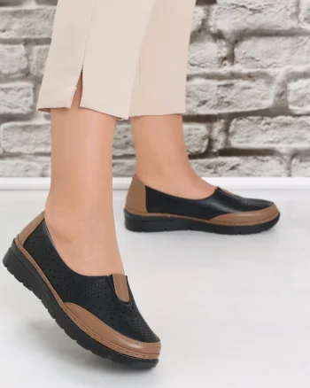 Pantofi dama casual Negri/maro din Piele Ecologica Molica