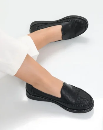 Pantofi dama casual Negri din Piele Ecologica Zinam