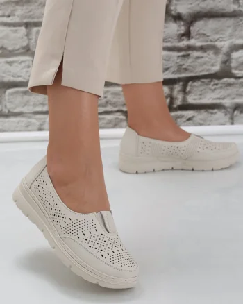 Pantofi dama casual Bej din Piele Ecologica Molica