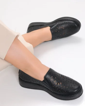Pantofi dama casual Negri din Piele Ecologica Acona