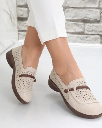 Pantofi dama casual Bej din Piele Ecologica Suhana