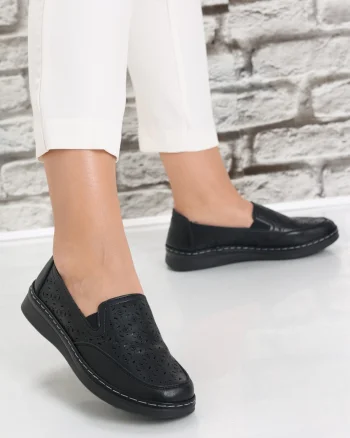 Pantofi dama casual Negri din Piele Ecologica Hudiana