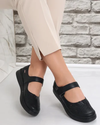 Pantofi dama casual Negri din Piele Ecologica Sensa