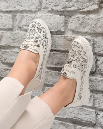 Pantofi dama casual Bej din Piele Ecologica Asnes