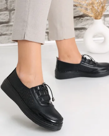 Pantofi dama casual Negri din Piele Ecologica Ascan