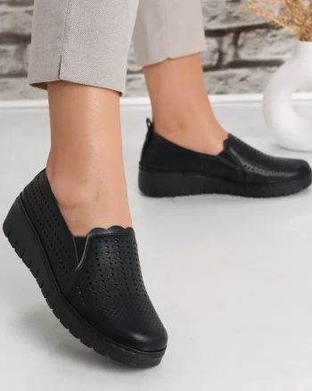 Pantofi dama casual Negri din Piele Ecologica Denova