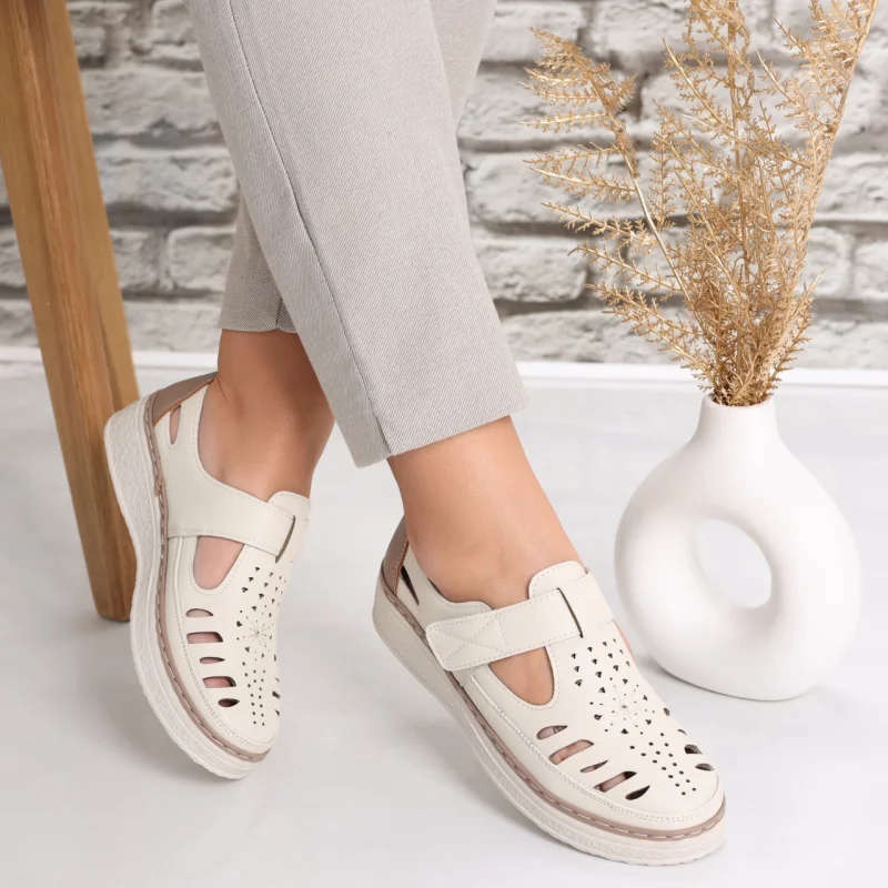 Pantofi dama casual Bej din Piele Ecologica Asreva