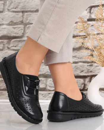 Pantofi dama casual Negri din Piele Ecologica Aseva