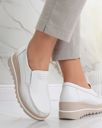 Pantofi dama cu platforma Albi din Piele Naturala Gabrena
