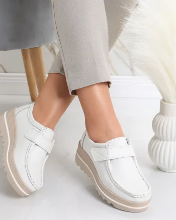 Pantofi dama cu platforma Albi din Piele Naturala Anera