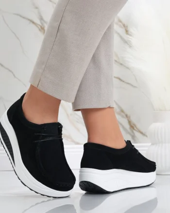 Pantofi dama casual Negri din Piele Naturala Intoarsa Oscara