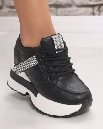 Sneakers dama cu platforma Negri din Piele Ecologica Atola