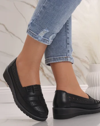 Pantofi dama casual Negri din Piele Naturala Saina
