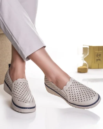 Pantofi dama casual bej din piele ecologica anda